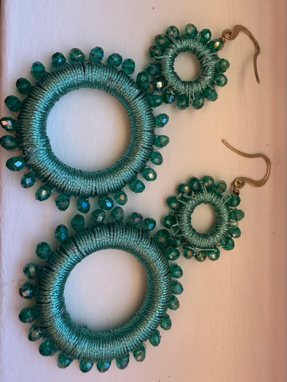 Anthropologie Teal Beaded Drop Earrings